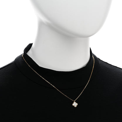 Van Cleef & Arpels 18K Yellow Gold Mother of Pearl Sweet Alhambra Pendant Necklace 2 of 6