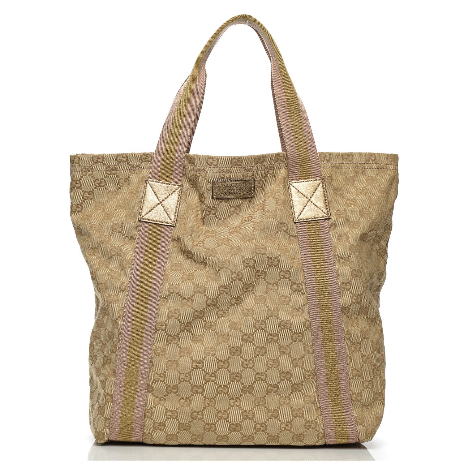 Gucci GG Monogram Medium Web Handle Vertical Tote Pink Gold 1 of 8