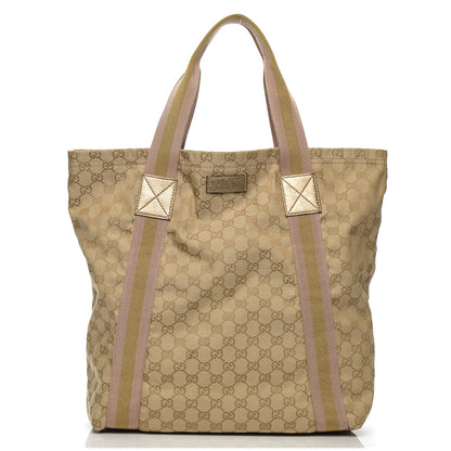 Gucci GG Monogram Medium Web Handle Vertical Tote Pink Gold 1 of 8