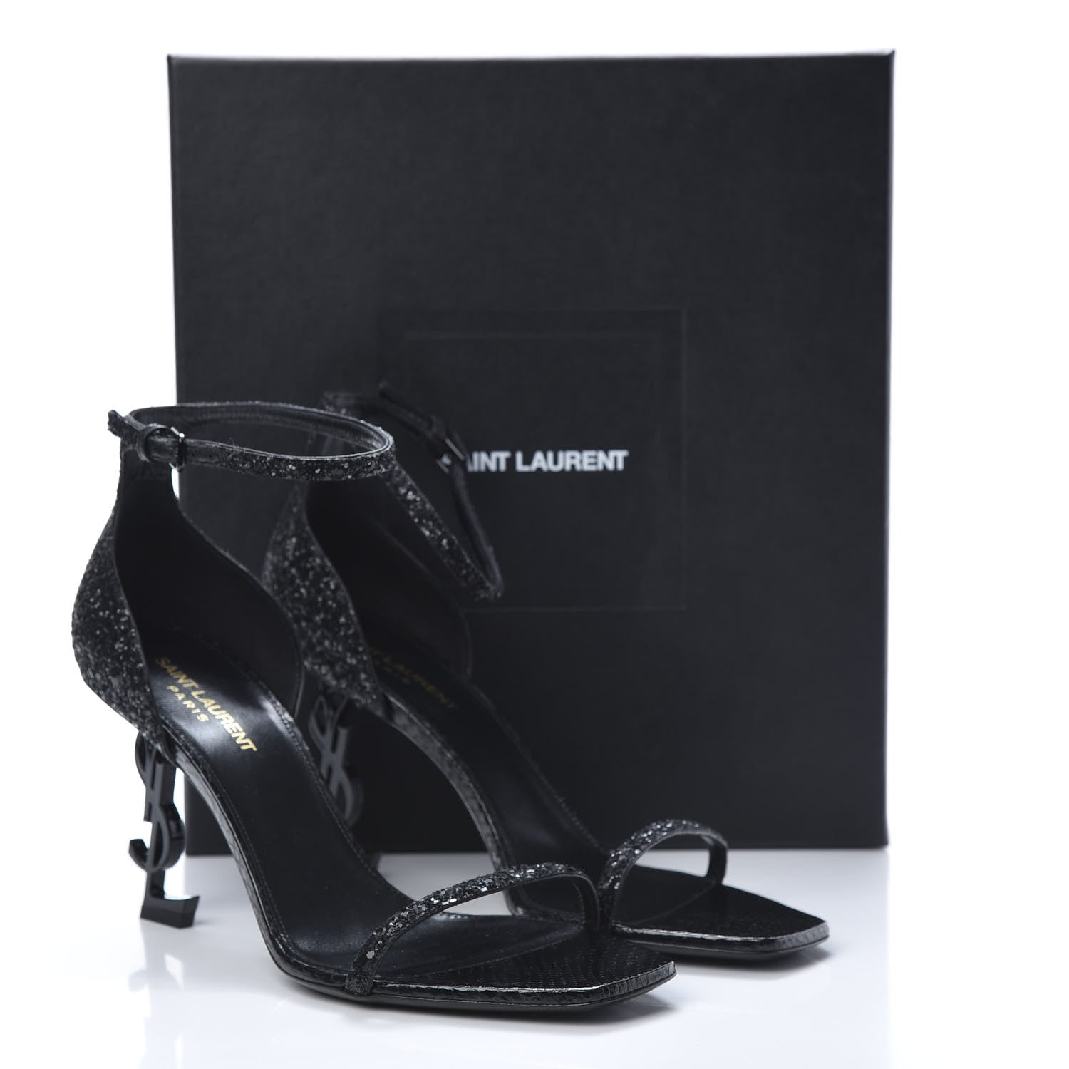 Saint Laurent Glitter Opyum Sandals 39.5 Black 13 of 13
