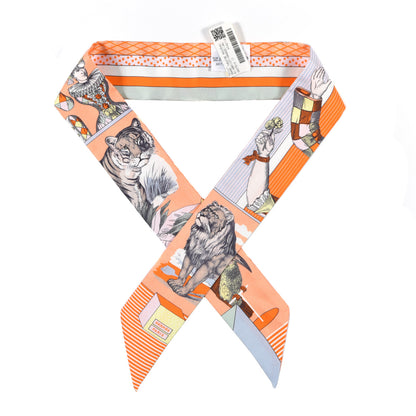 Hermes Silk Twilly Grand Theatre Nouveau Abricot Orange Jaune 1 of 4