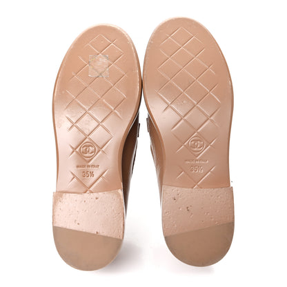 Chanel Crumpled Lambskin Quilted CC Turnlock Moccasins 35.5 Dark Beige 6 of 10