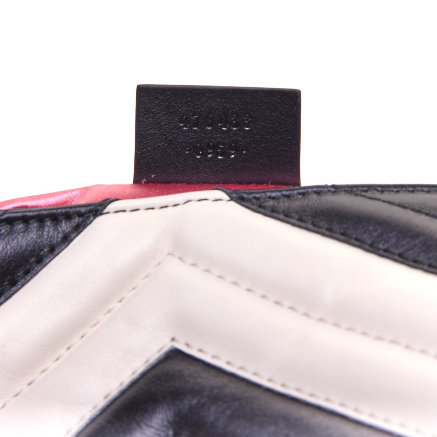 Calfskin Matelasse Super Mini GG Marmont Shoulder Bag Black White