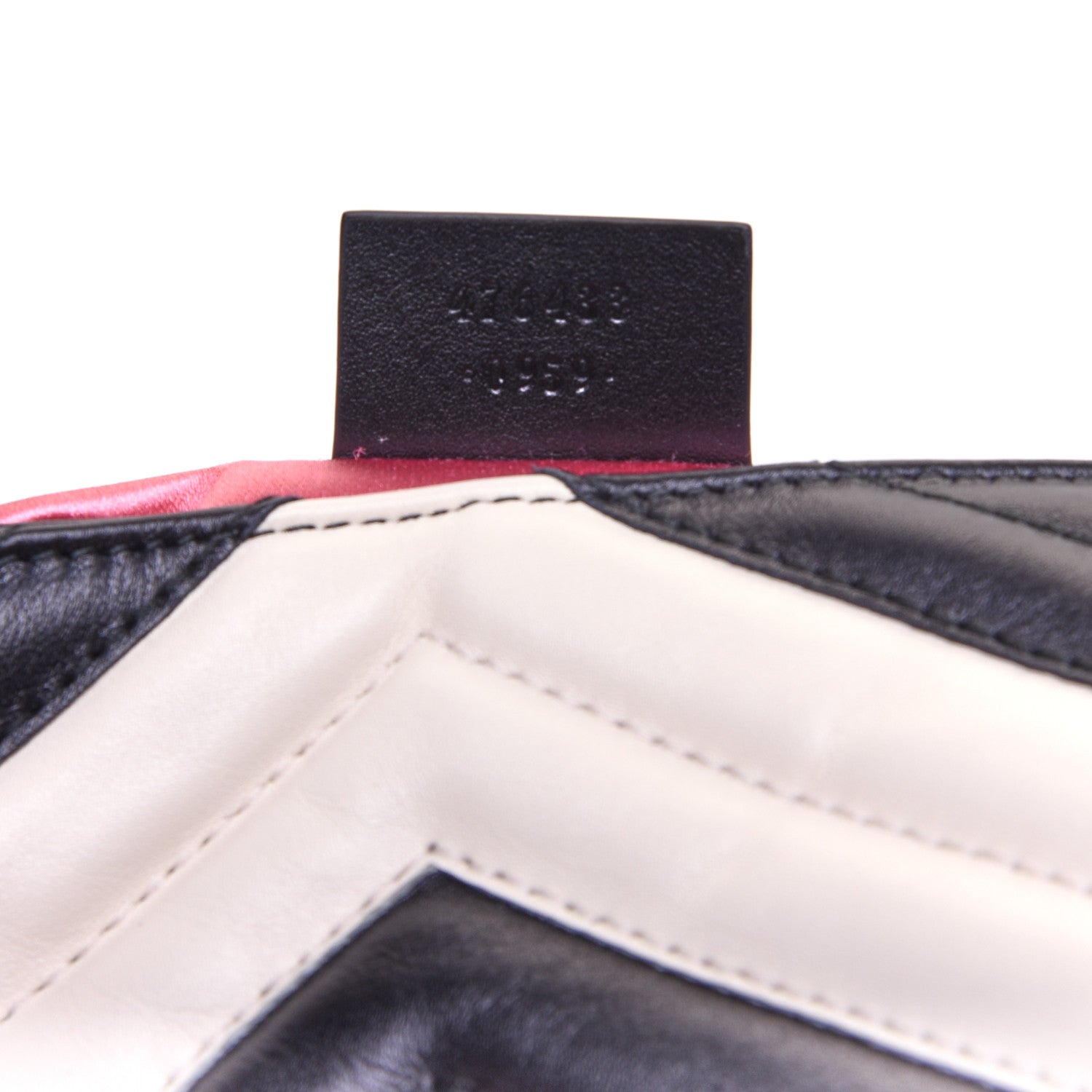 Gucci Calfskin Matelasse Super Mini GG Marmont Shoulder Bag Black White 9 of 13