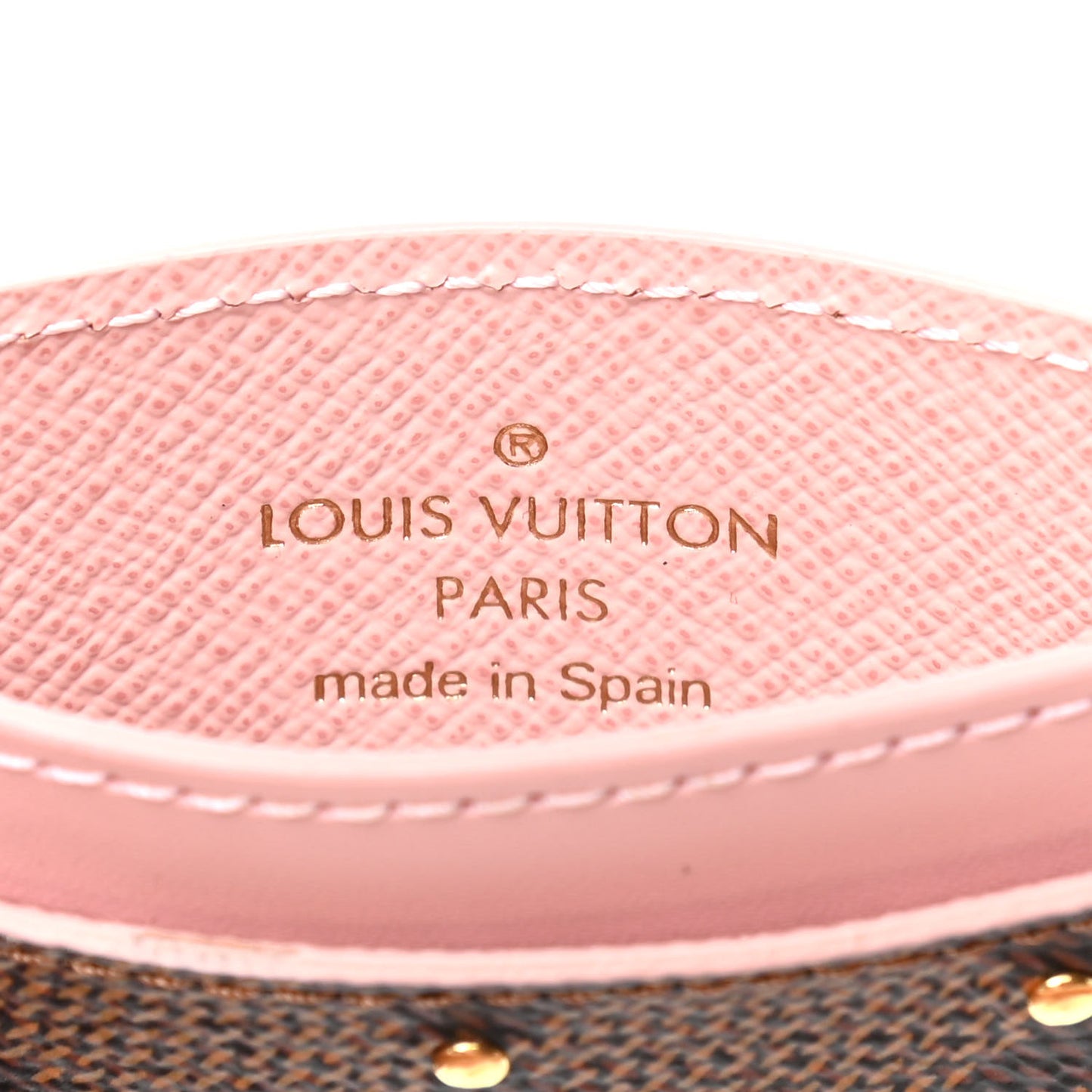 Damier Ebene Studded Card Holder Rose Ballerine