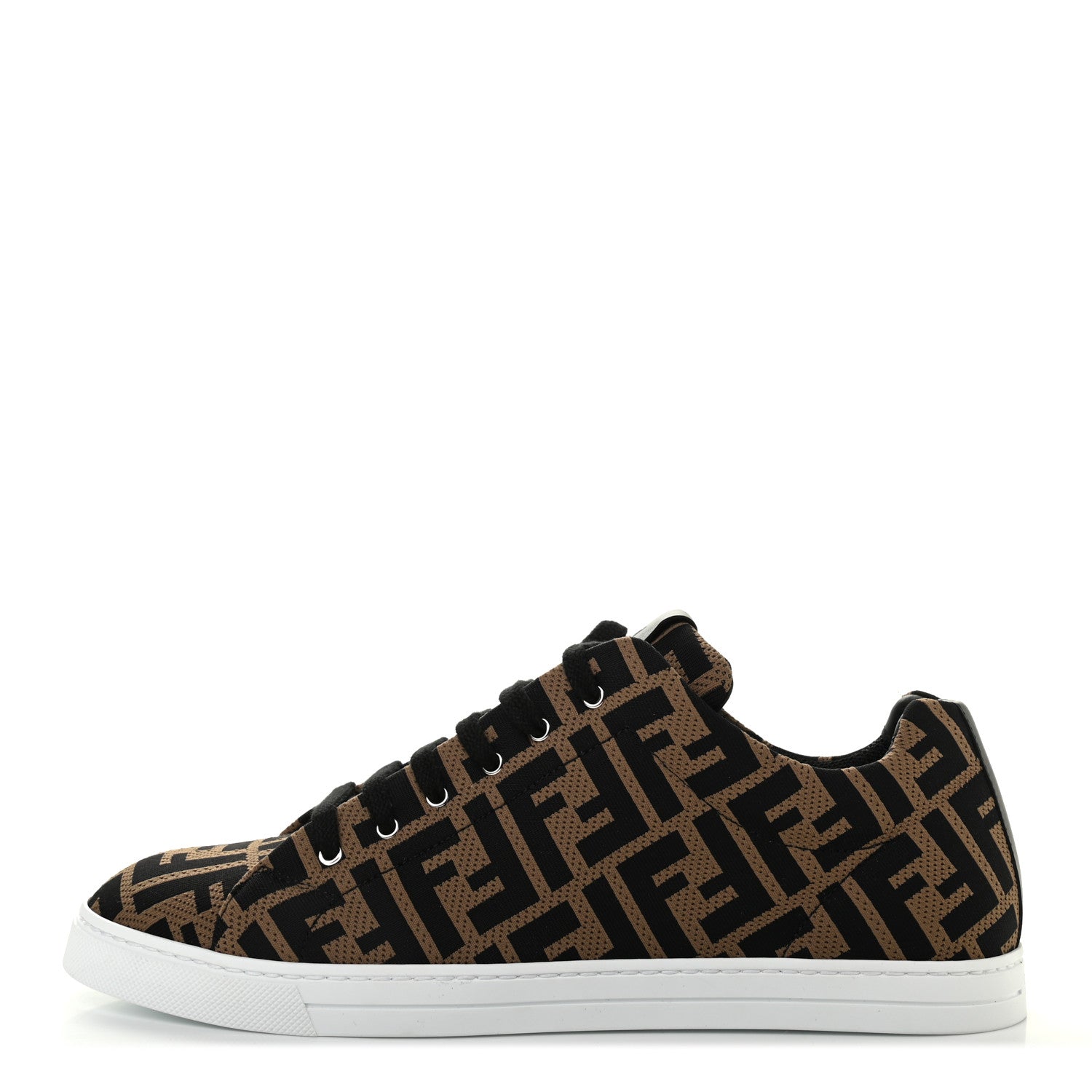 Fendi Tech Fabric FF Mens Lace Up Low Top Sneakers 7.5 Tobacco Black 1 of 8
