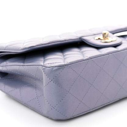 Chanel Metallic Lambskin Quilted Medium Double Flap Purple 9 of 11