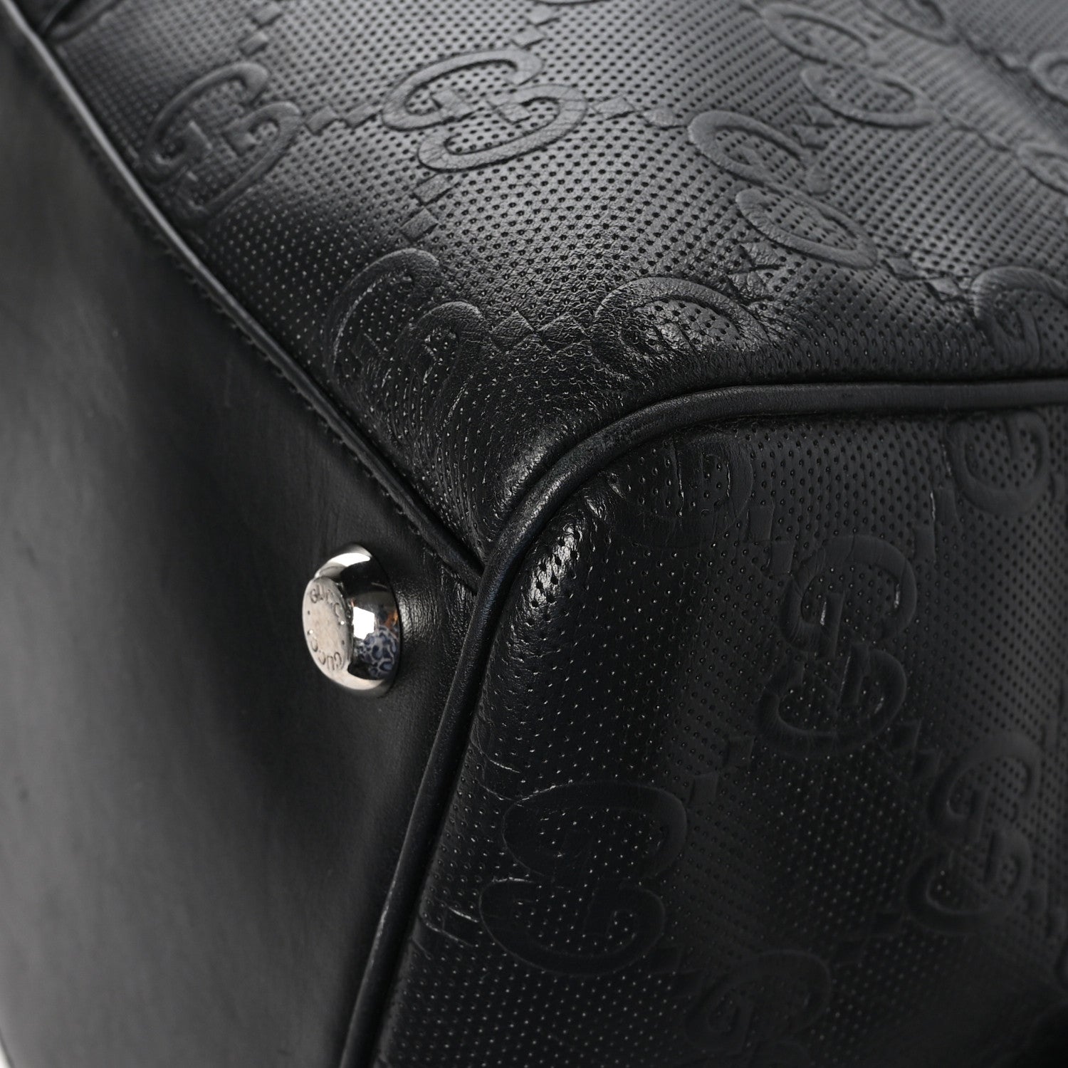 Gucci Calfskin GG Tennis Embossed Duffle Bag Black 11 of 14