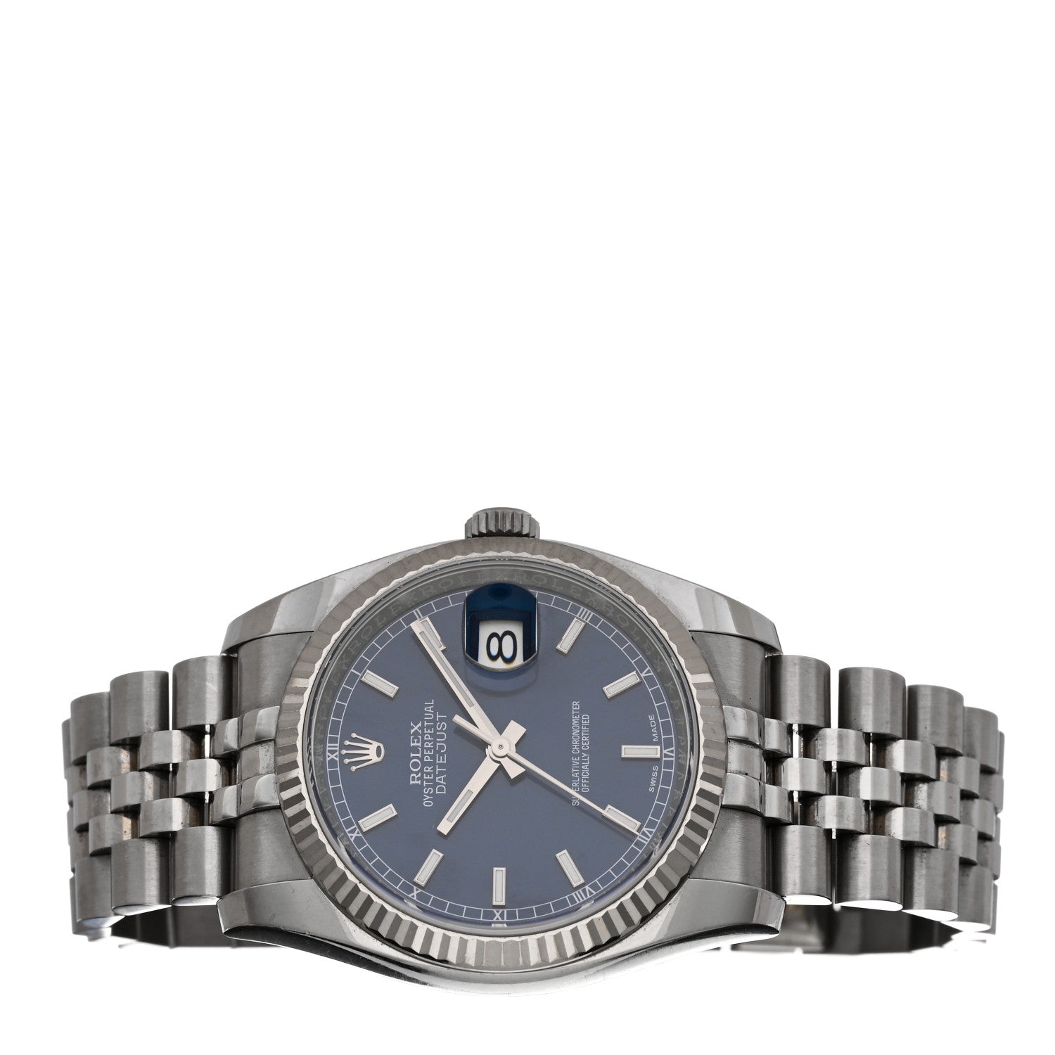 Rolex Stainless Steel 18K White Gold 36mm Oyster Perpetual Datejust Watch Blue 116234 2 of 5