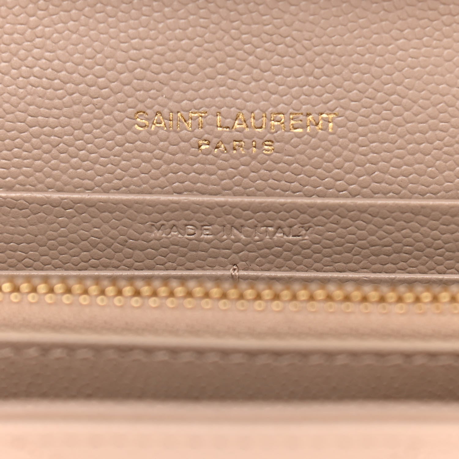 Saint Laurent Grain De Poudre Matelasse Chevron Monogram Chain Wallet Dark Beige 7 of 12