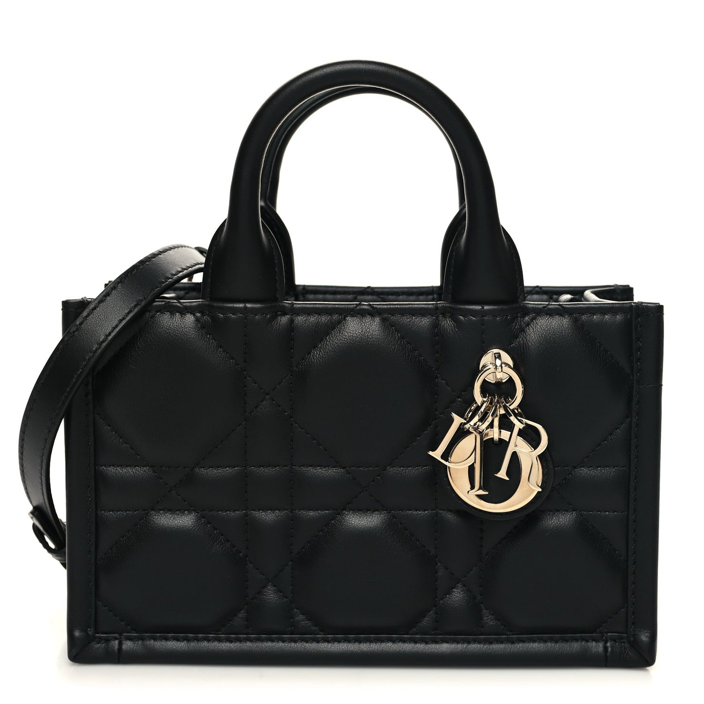 Calfskin Macrocannage Mini Book Tote Black