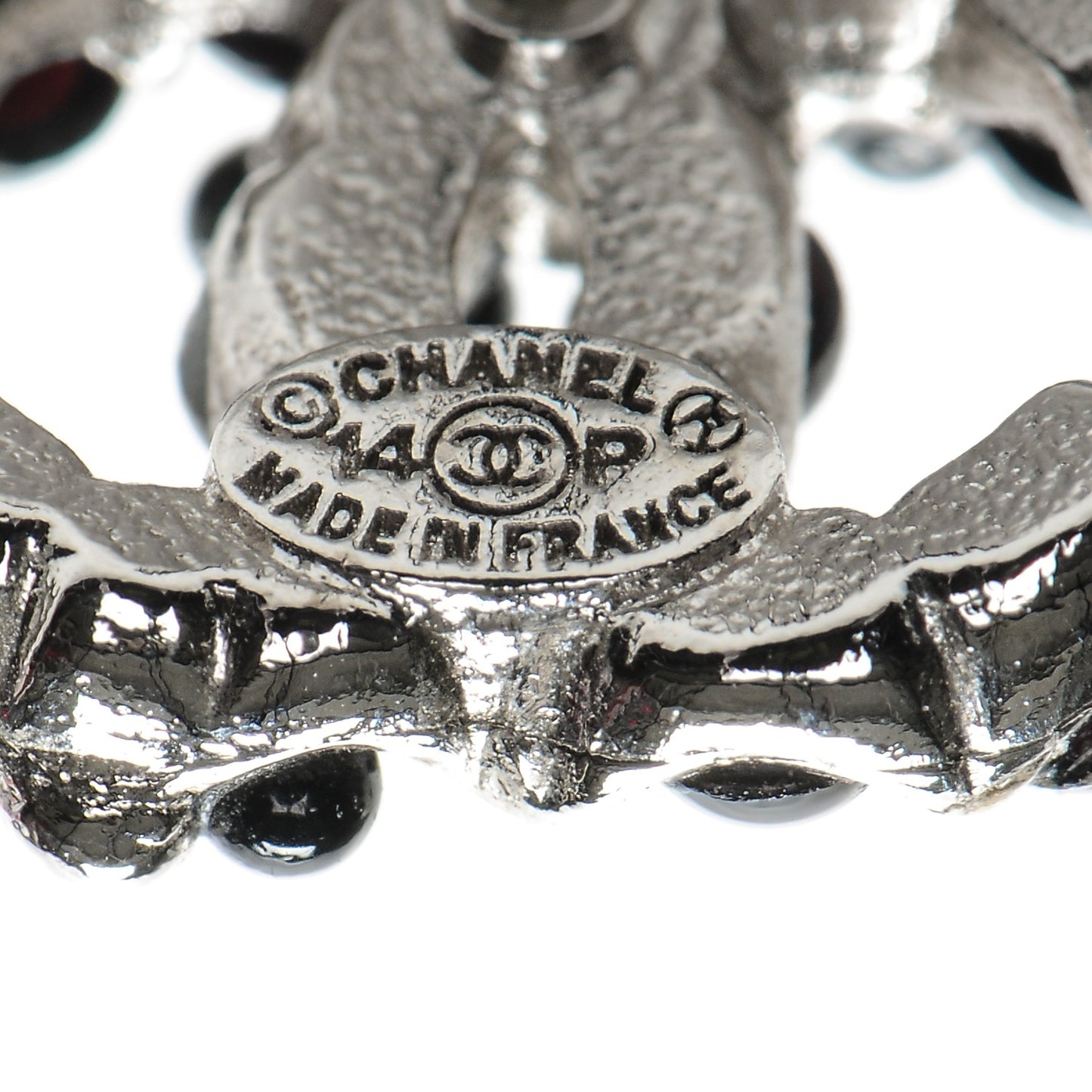 Pearl CC Earrings Black Silver