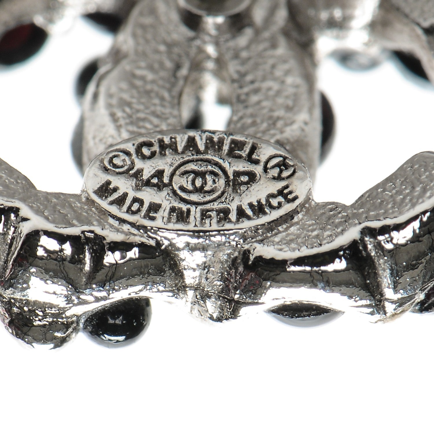 Chanel Pearl CC Earrings Black Silver 4 of 4