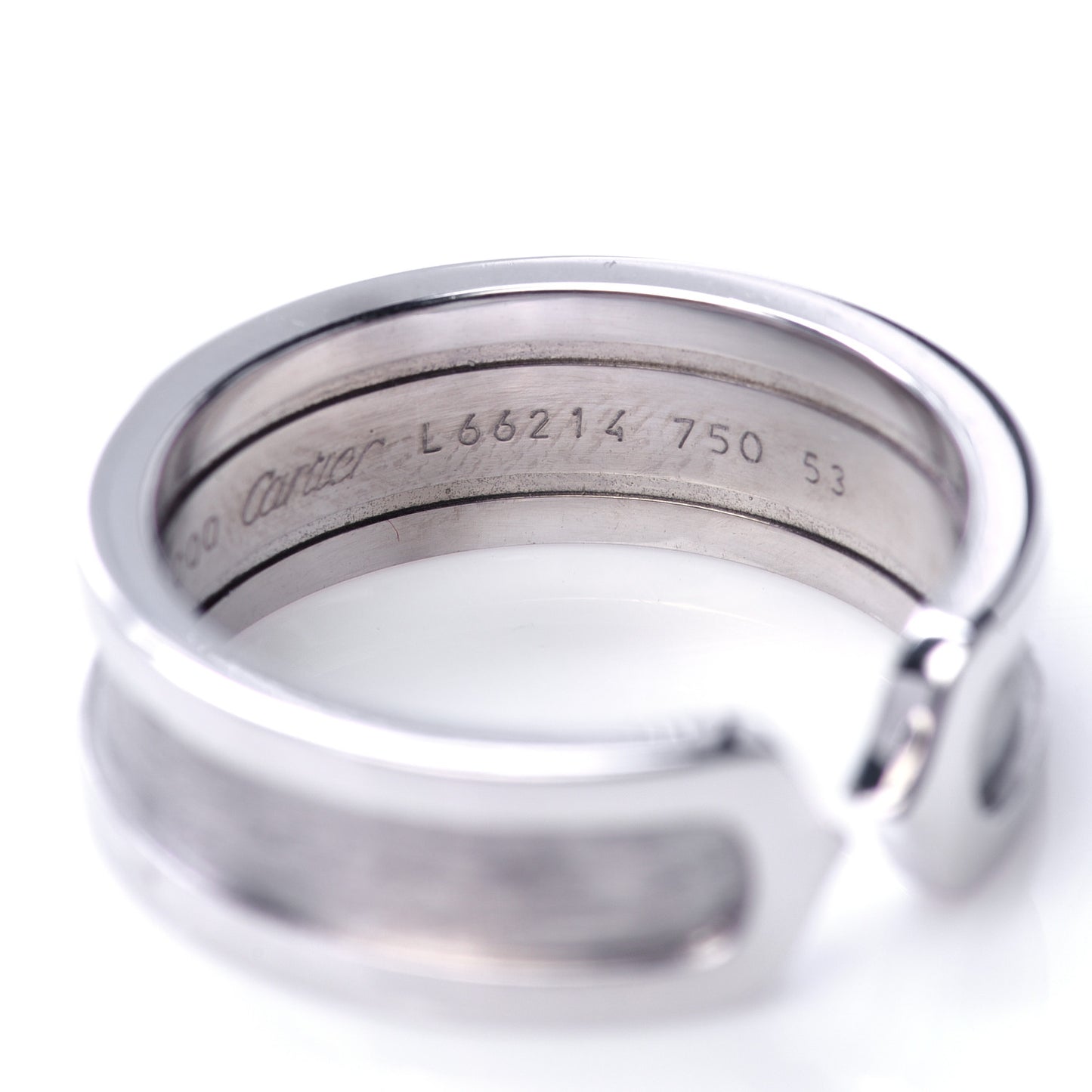 18K White Gold 6.5mm C De Cartier Ring 53 6.5