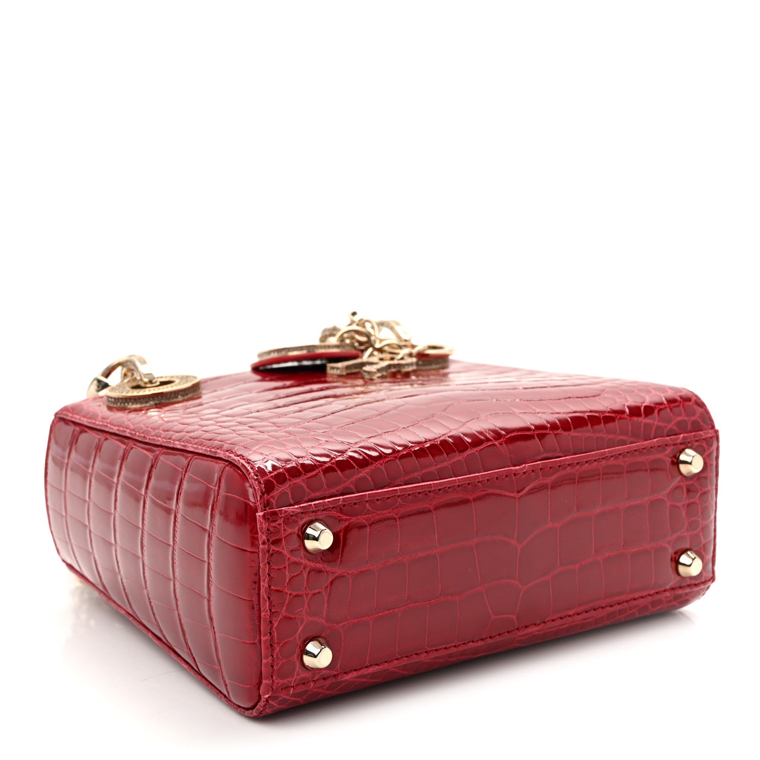 Christian Dior Alligator Crystal Mini Lady Dior Red 4 of 12
