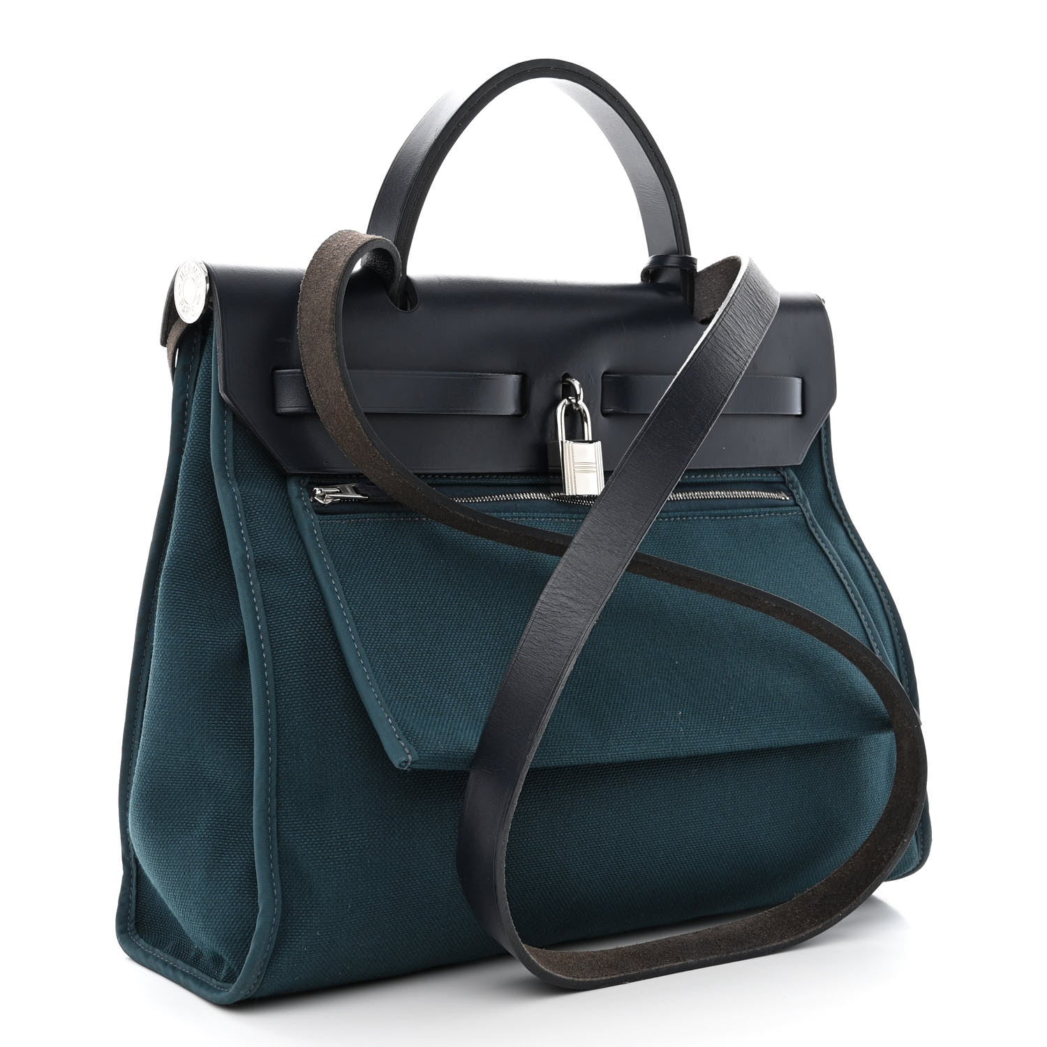 Hermes Military Toile Vache Hunter Herbag Zip 31 PM Bleu Ocean Bleu Indigo 4 of 13