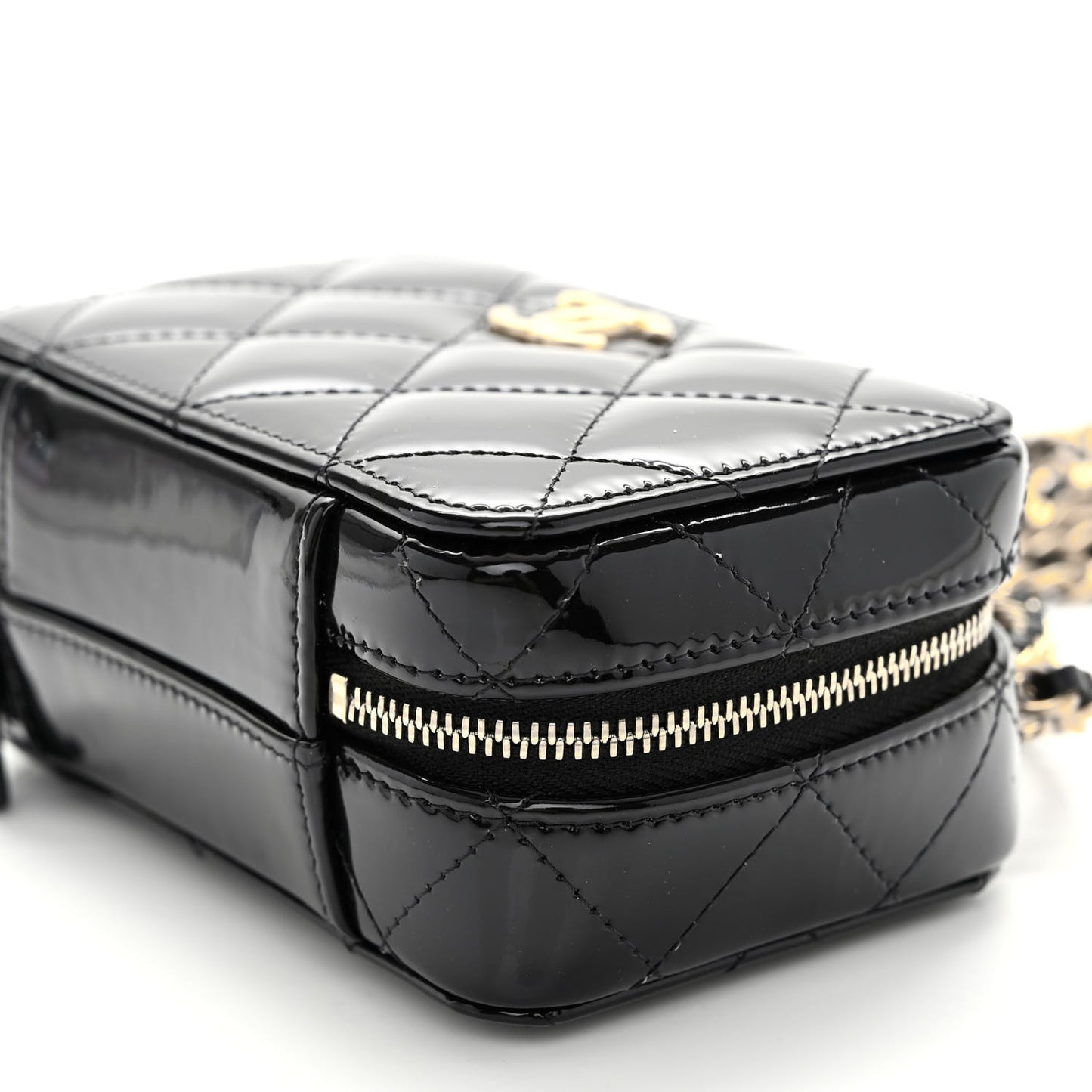 Patent Quilted Mini Pick Me Up Vanity Case Black