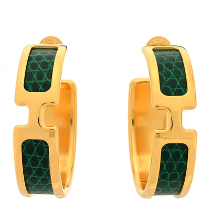 Hermes Lizard Olympe Earrings Vert Moyen 1 of 5