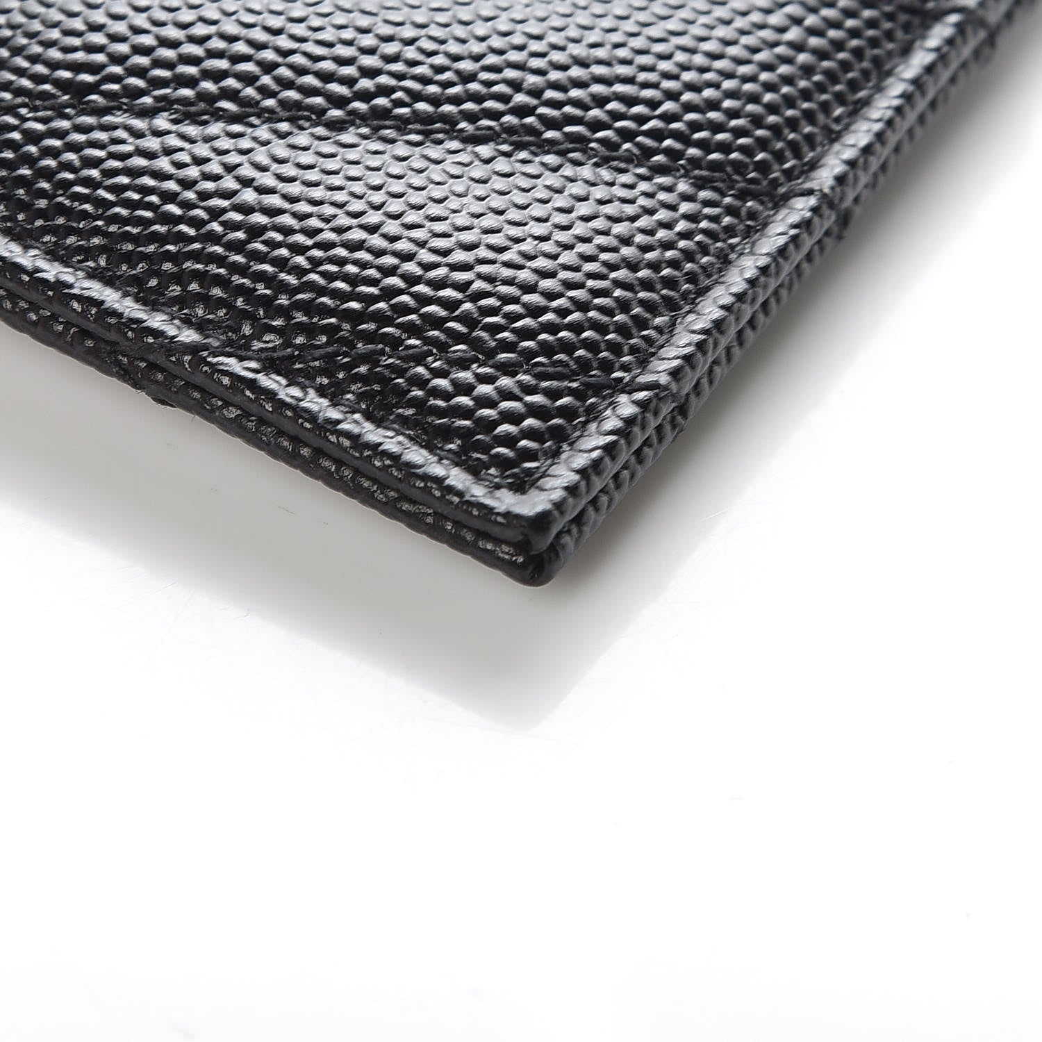 Saint Laurent Grain De Poudre Matelasse Chevron Monogram Credit Card Case Black 6 of 9