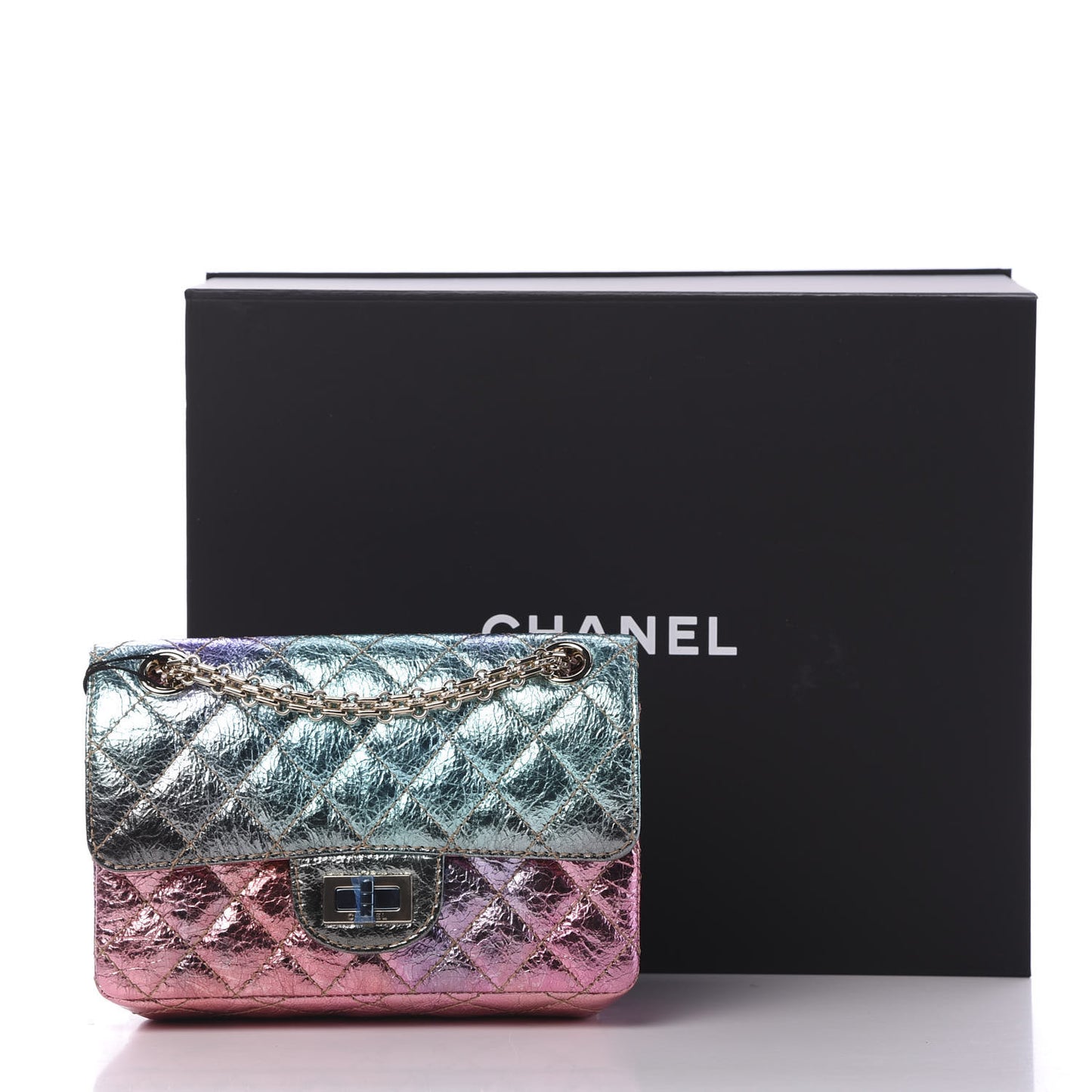 Metallic Goatskin Quilted Mini 2.55 Reissue Flap Multicolor