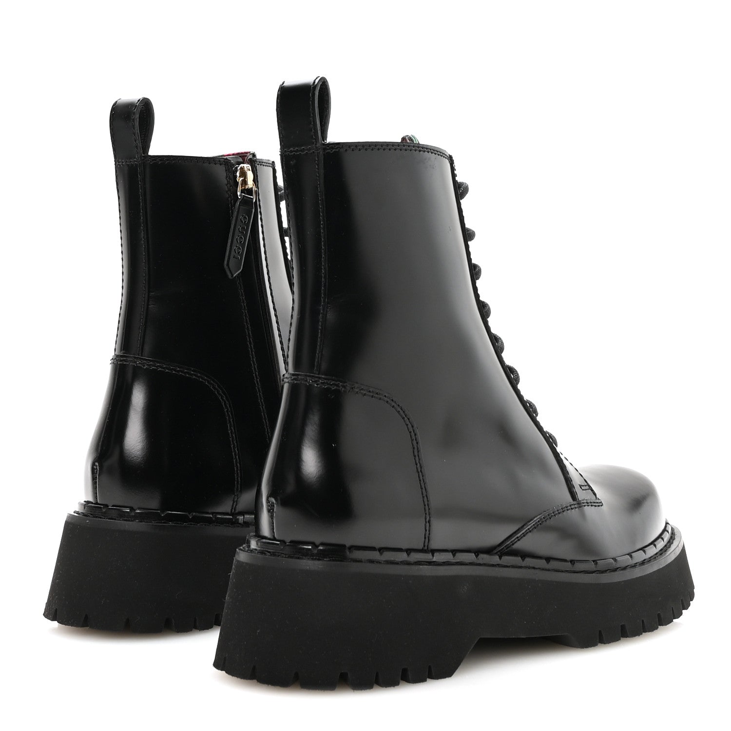 Gucci Spice Lux Nappa Web Combat Boots 37 Black 5 of 9