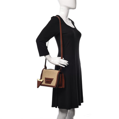 Loewe Woven Raffia Calfskin Medium Barcelona Shoulder Bag Brown 2 of 11