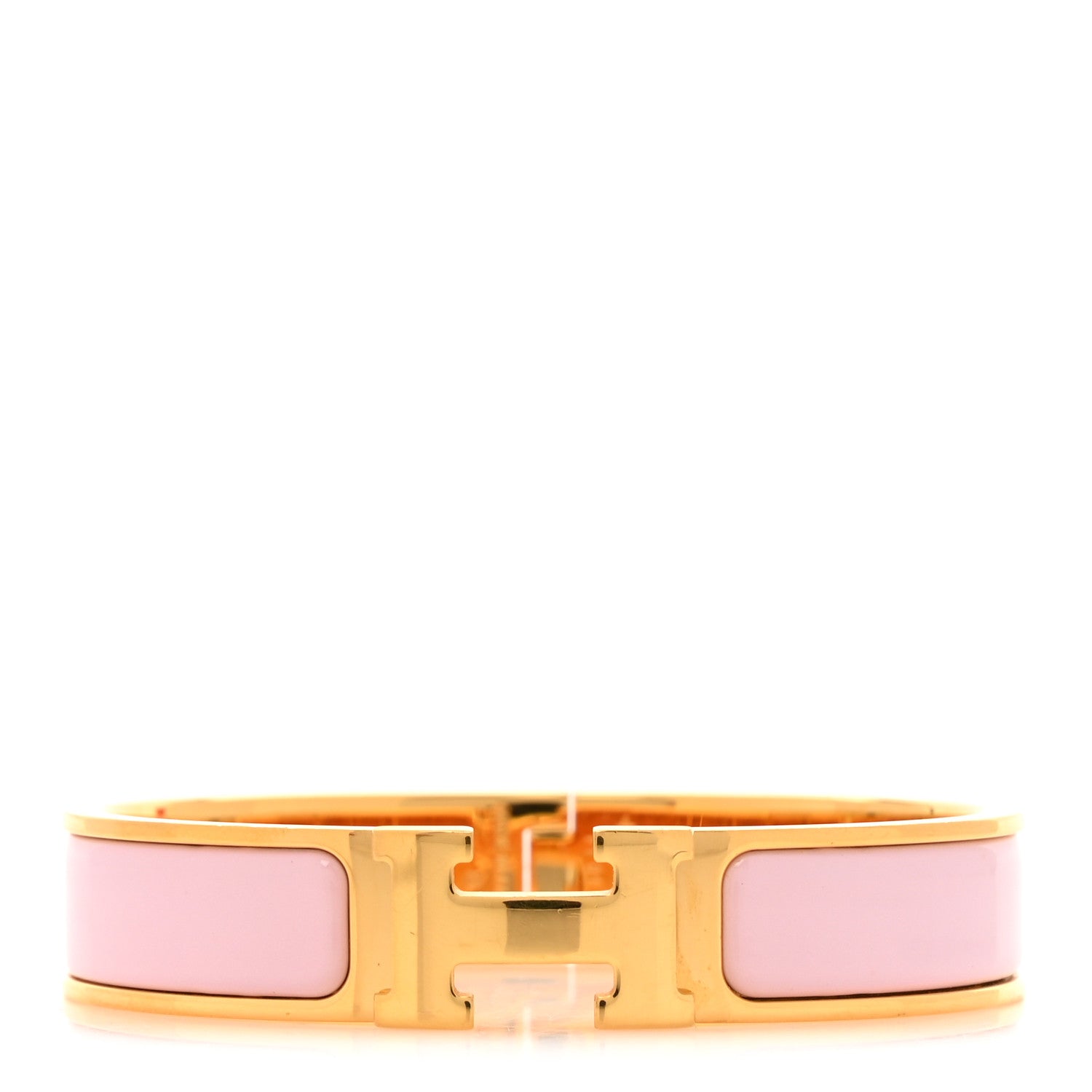 Hermes Enamel Narrow Clic Clac H Bracelet PM Rose Dragee 1 of 6