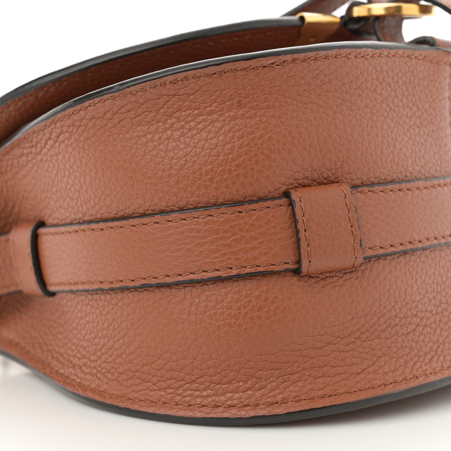 Grained Calfskin Small Marcie Saddle Bag Tan