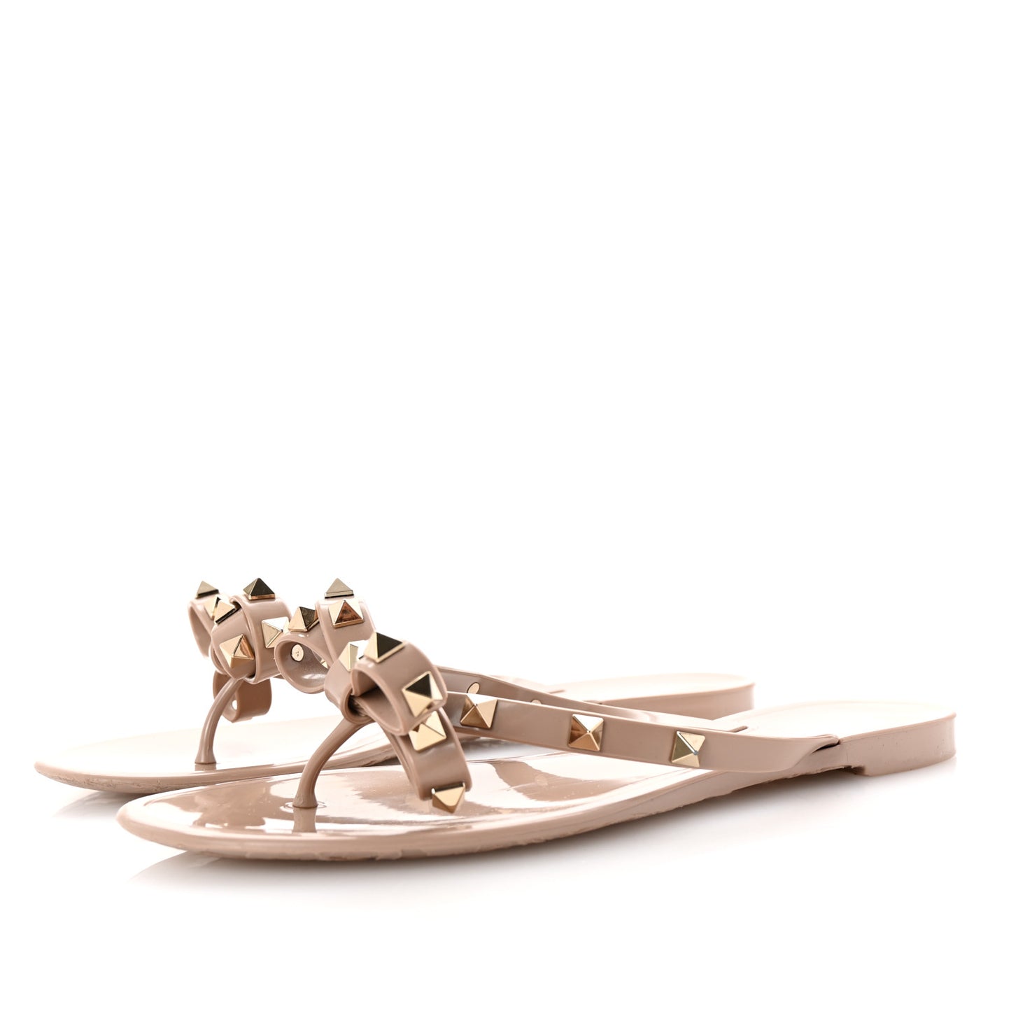 PVC Jelly Rockstud Bow Thong Sandals 39 Poudre
