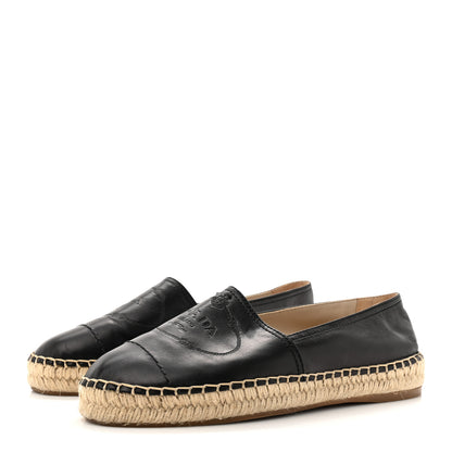 Prada Nappa Logo Cap Toe 20mm Espadrilles 37 Black 3 of 14
