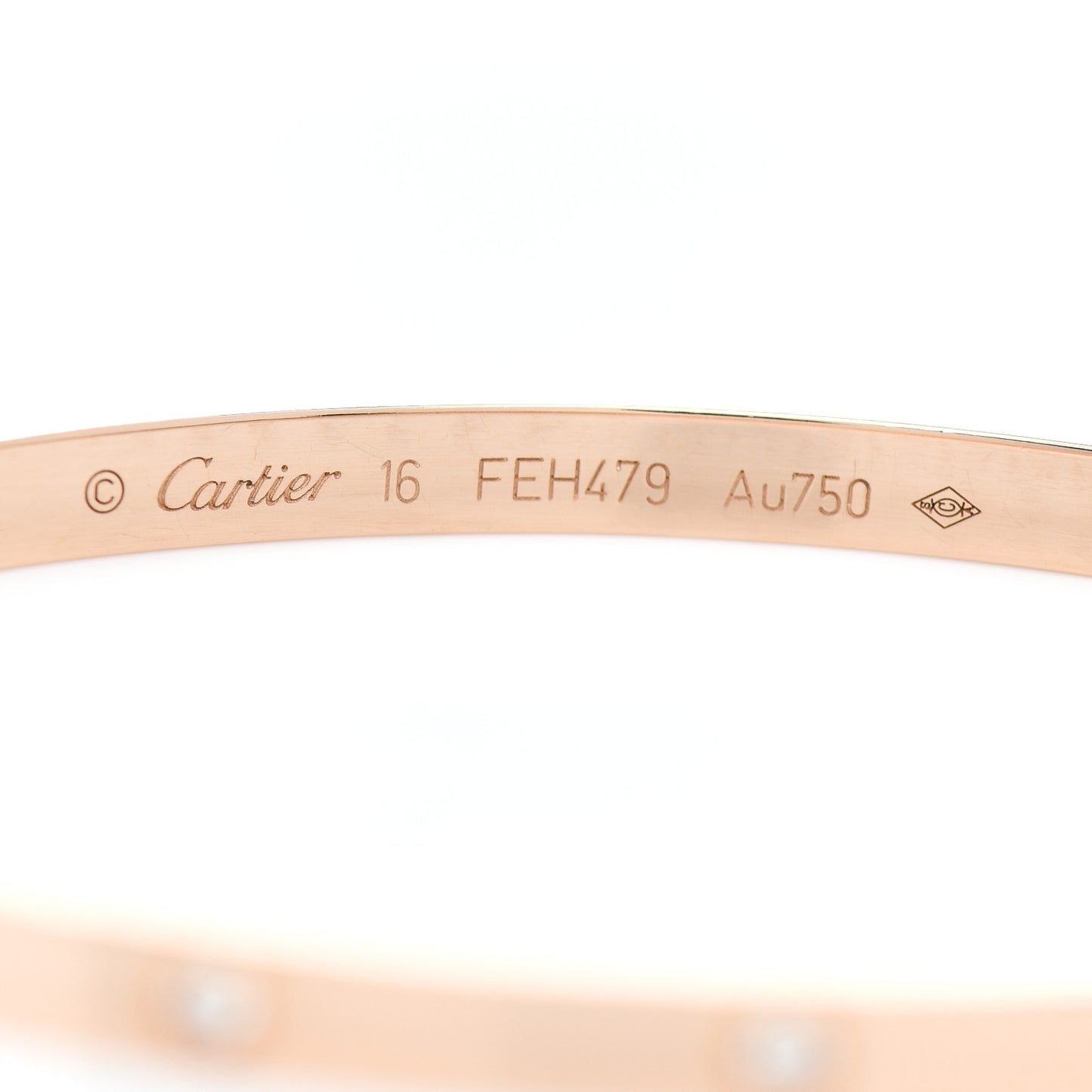 18K Pink Gold 10 Diamond Small LOVE Bracelet 16