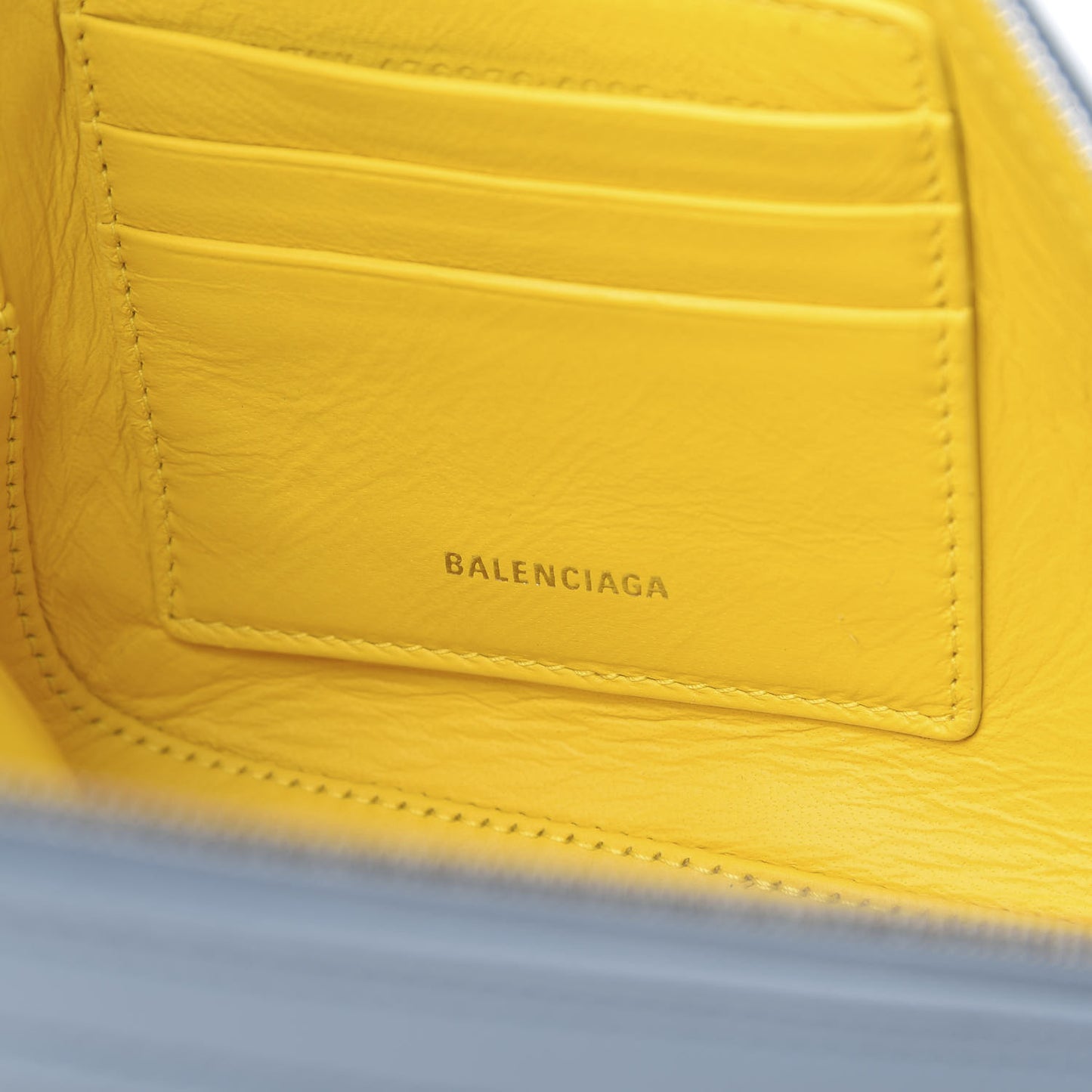 Shiny Day Calfskin Logo M Triangle Pouch Grey Blue White