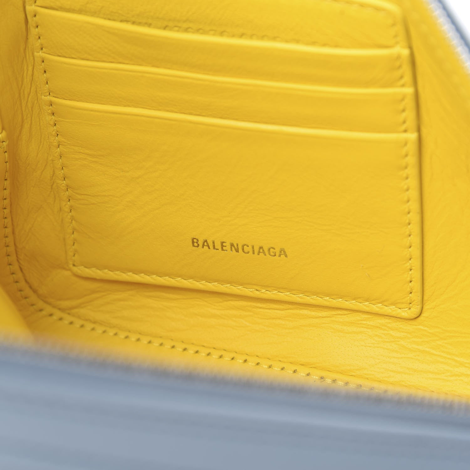Balenciaga Shiny Day Calfskin Logo M Triangle Pouch Grey Blue White 6 of 8