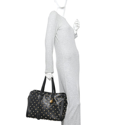 Alexander McQueen Calfskin Large Studded Padlock Zip Around Tote Black 2 of 11