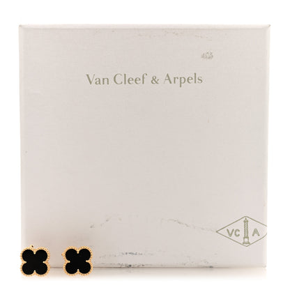 Van Cleef & Arpels 18k Yellow Gold Black Onyx Vintage Alhambra Earrings 5 of 5