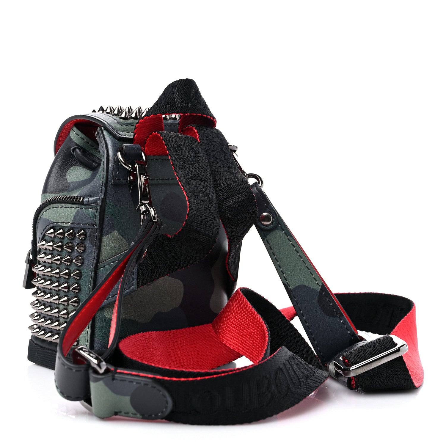 Christian Louboutin Calfskin Spiked Camouflage Mini Explorafunk Keyring Bag Multicolor 3 of 9