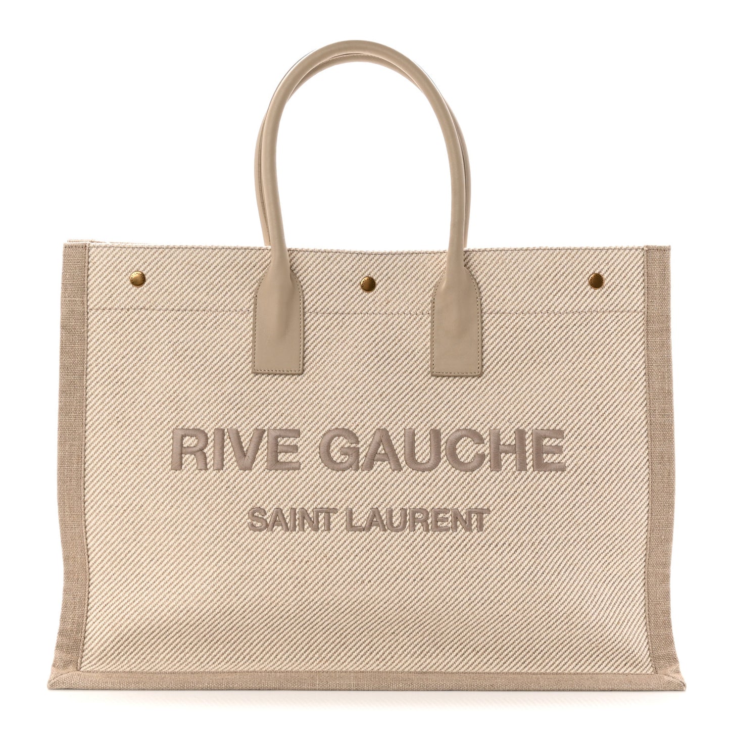 Linen Calfskin Rive Gauche Tote Beige Sea Salt
