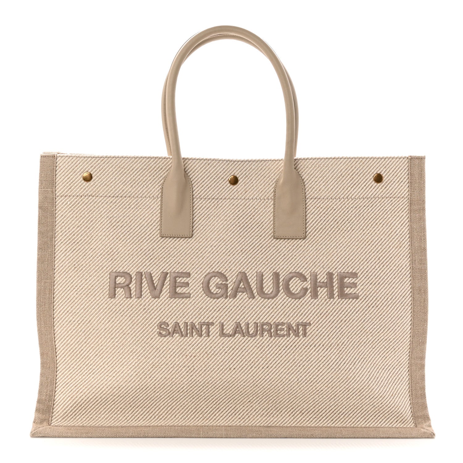 Saint Laurent Linen Calfskin Rive Gauche Tote Beige Sea Salt 1 of 10