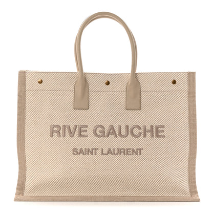 Saint Laurent Linen Calfskin Rive Gauche Tote Beige Sea Salt 1 of 10
