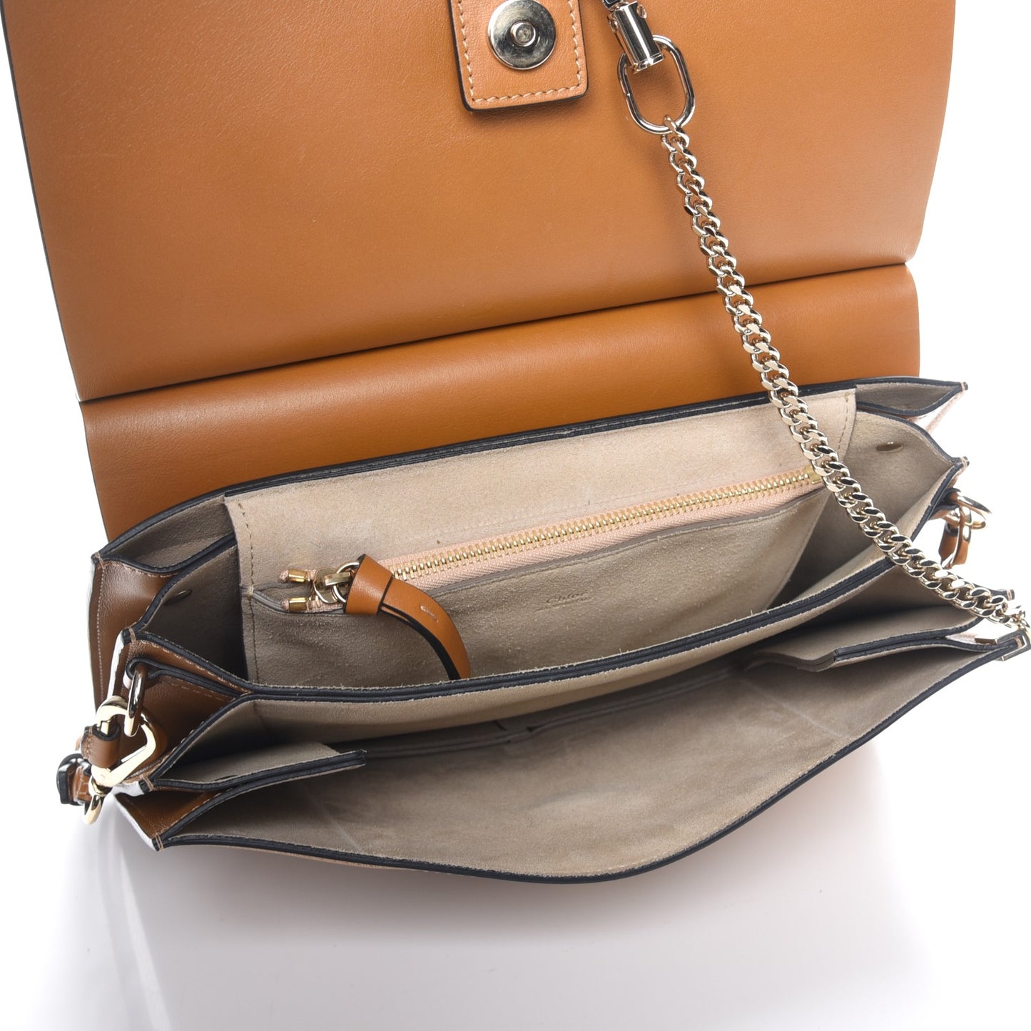 Suede Calfskin Medium Faye Shoulder Bag Mustard Brown