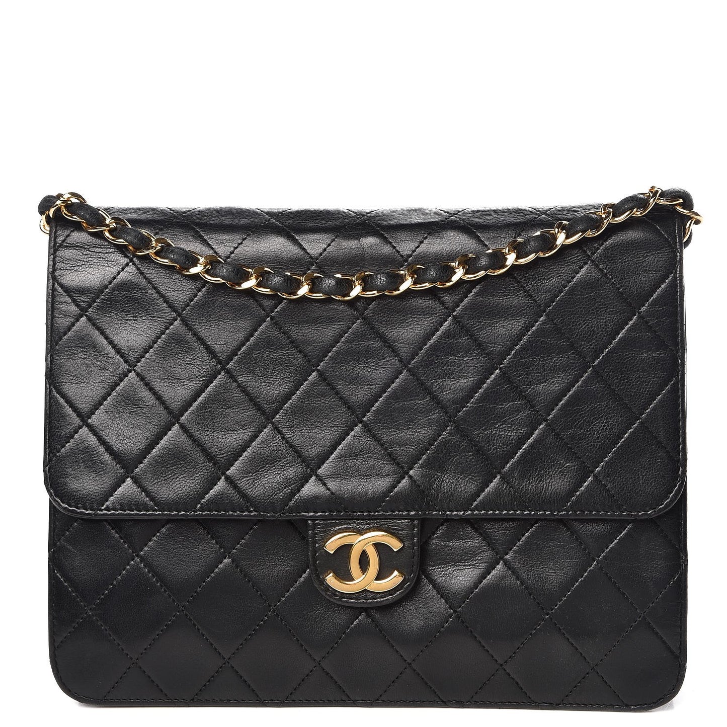 Lambskin Quilted Small Single Flap Black