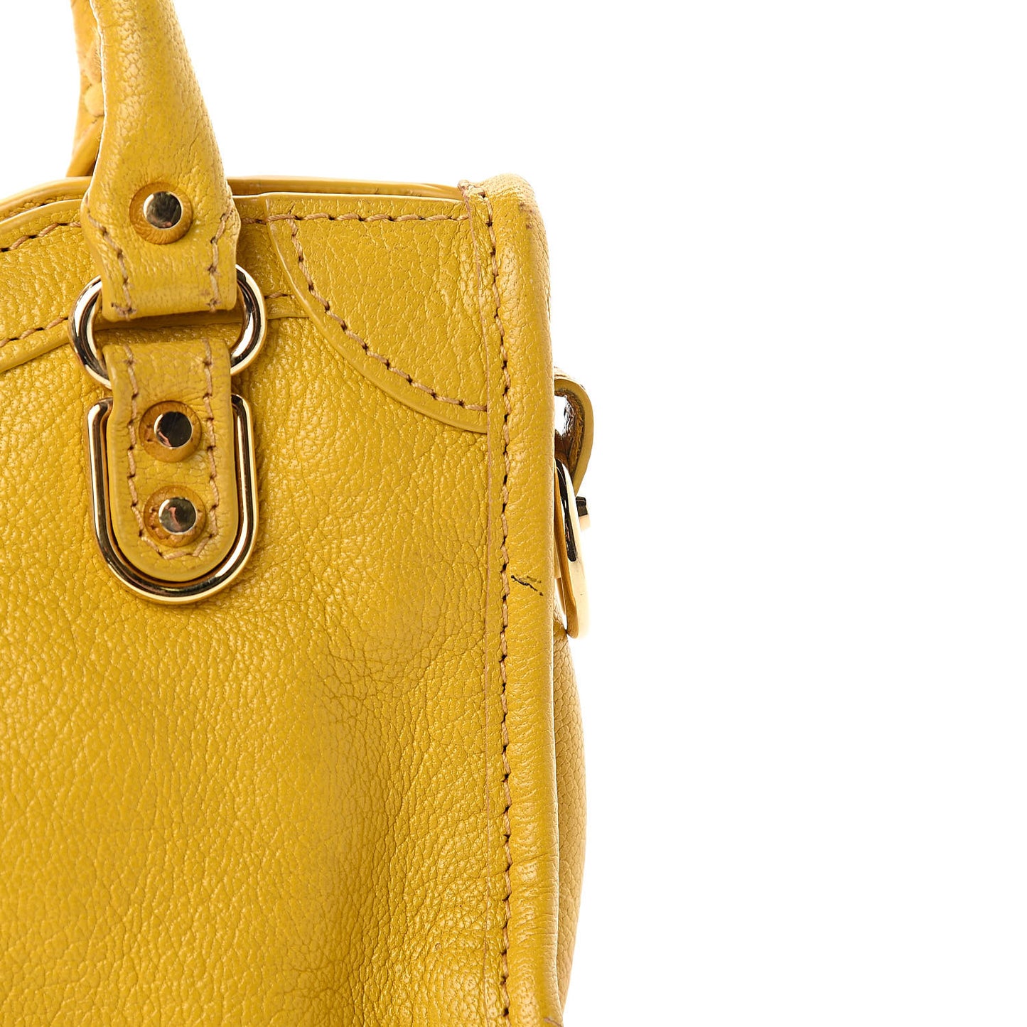 Chevre Silver Metallic Edge Hardware Nano City Jaune Epi