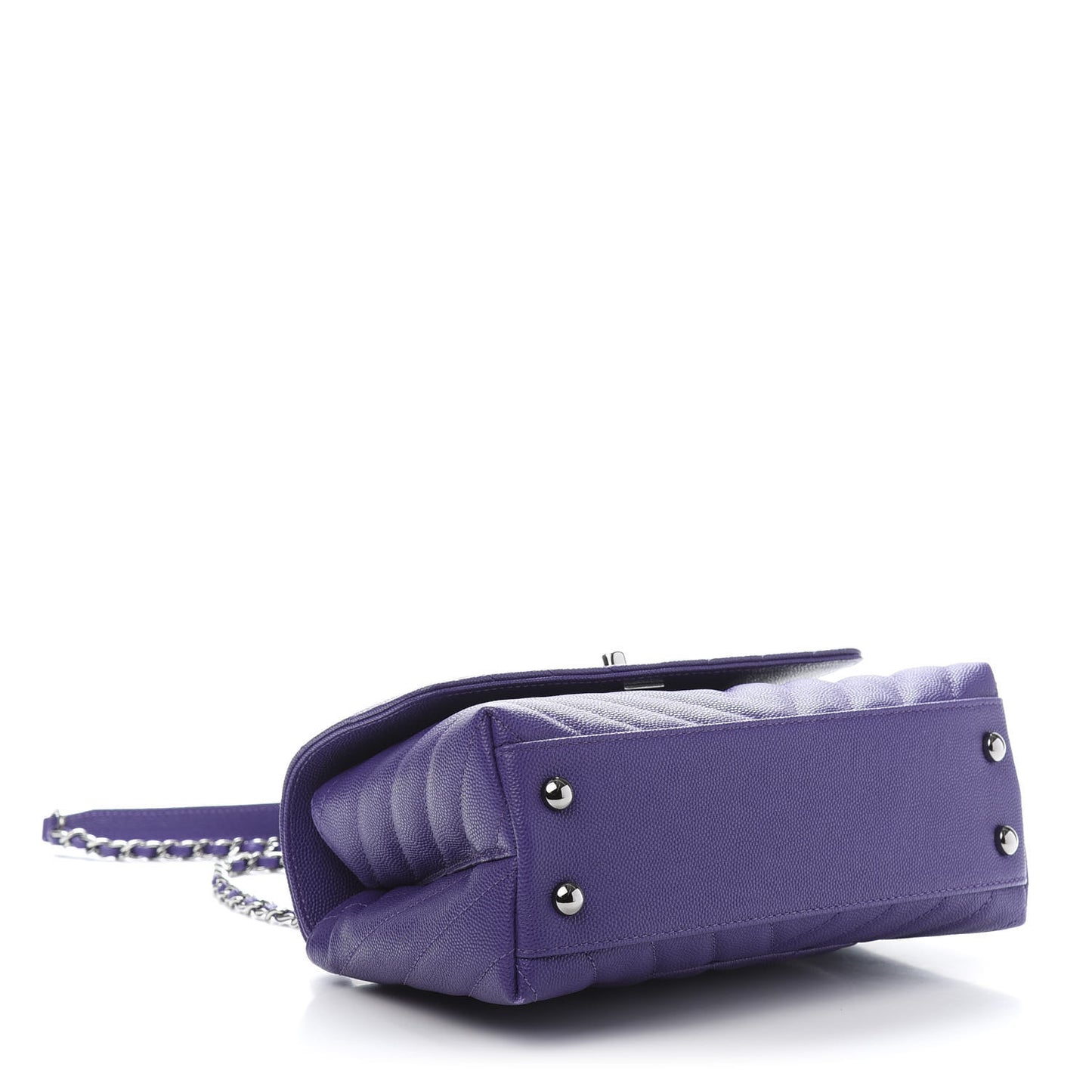 Caviar Chevron Quilted Mini Coco Handle Flap Purple