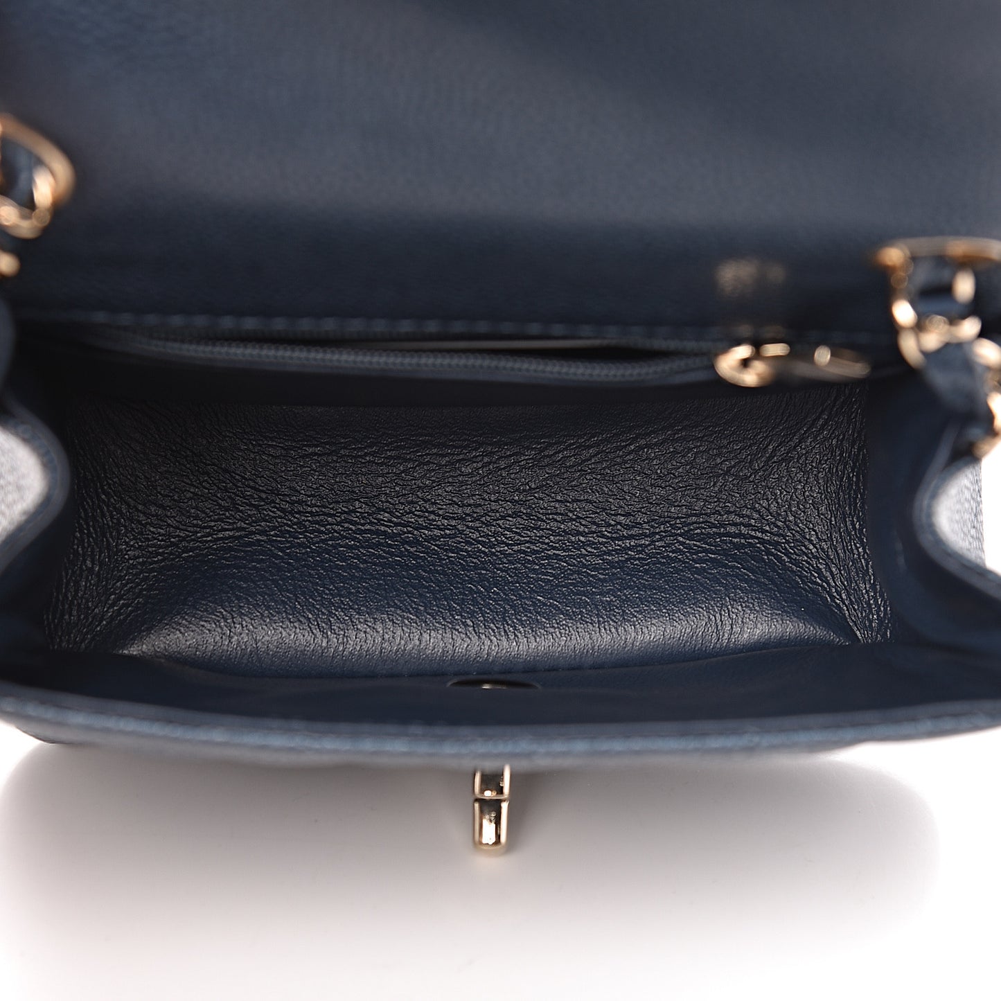 Iridescent Caviar Quilted Mini Square Flap Dark Blue