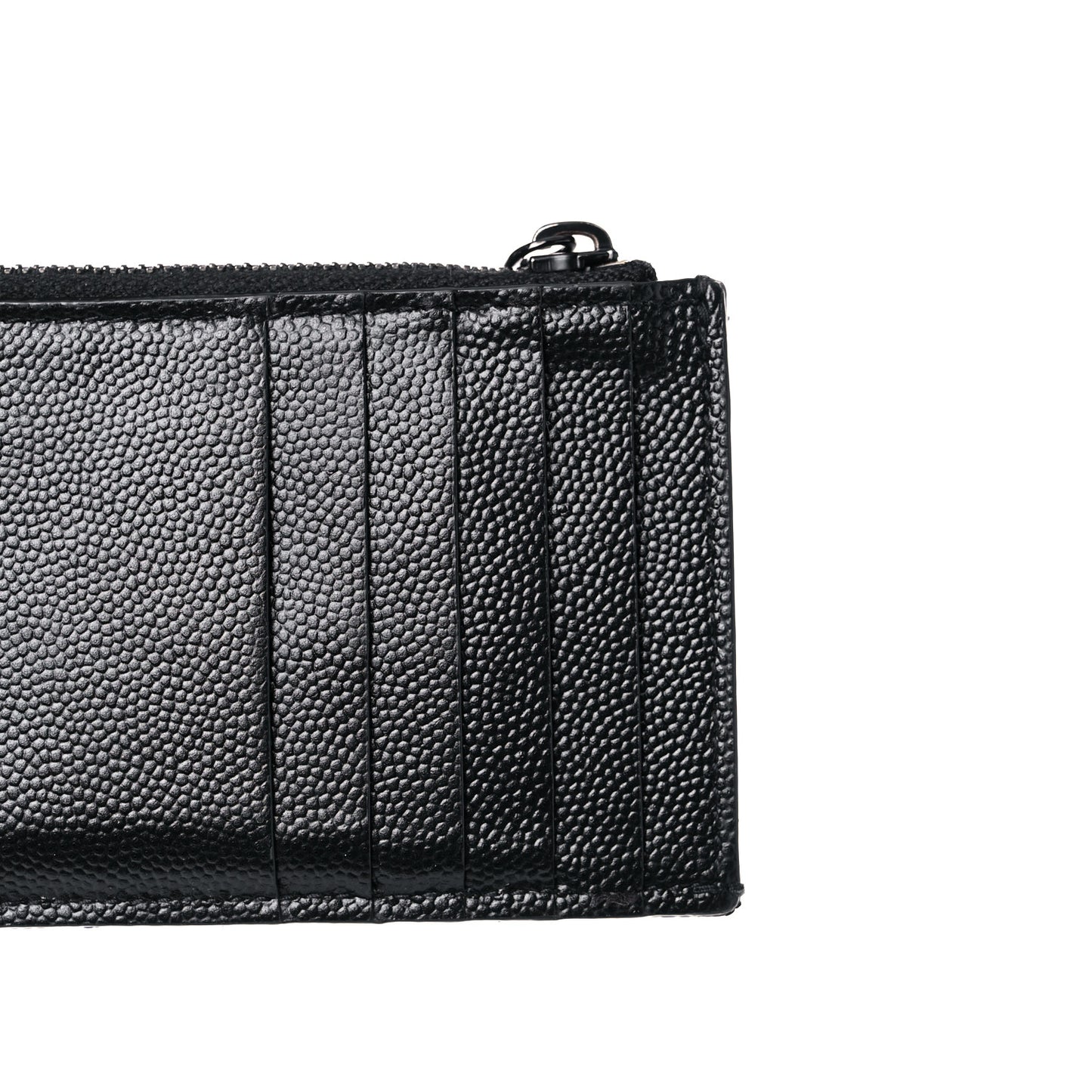 Grain De Poudre Matelasse Chevron Monogram Fragments Zippered Card Case Black