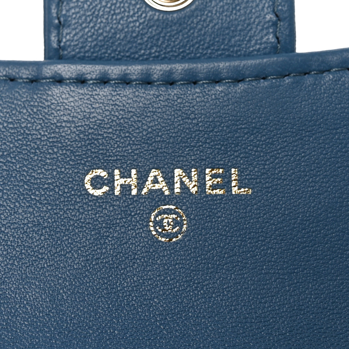 Lambskin Quilted Flap Card Holder Wallet Dark Blue