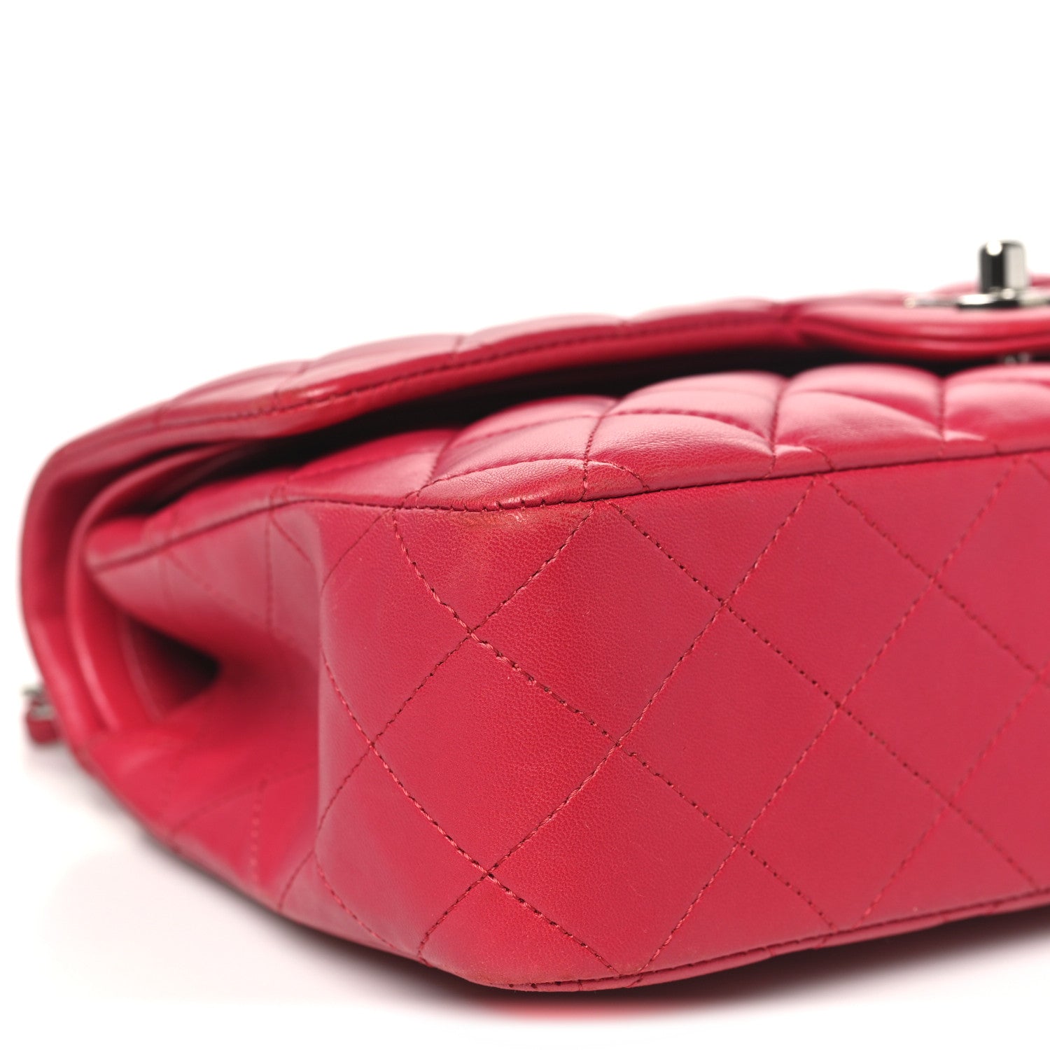 Chanel Lambskin Quilted Medium Double Flap Dark Pink 9 of 10