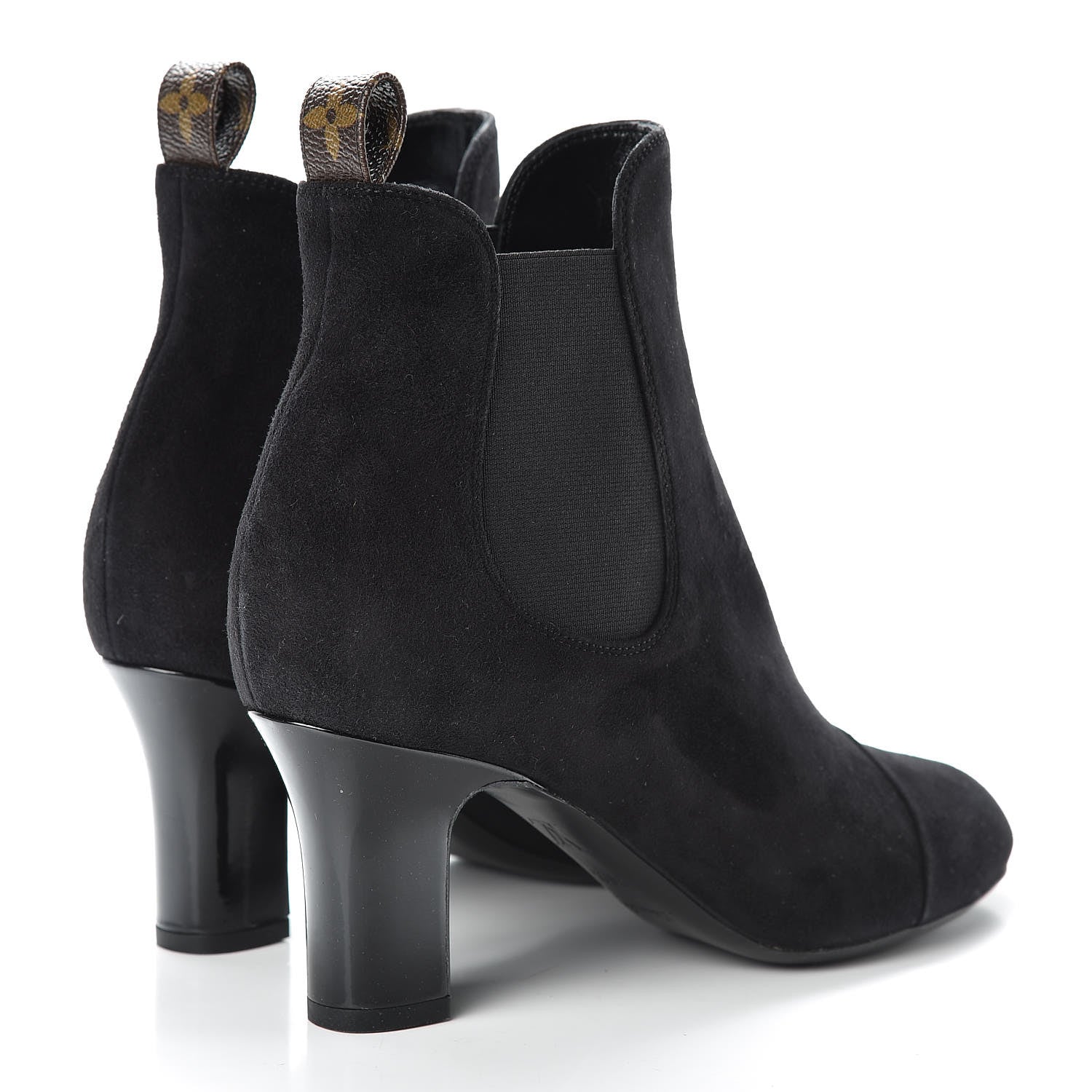 Louis Vuitton Suede Monogram Uniformes Cap Toe Chelsea 75mm Ankle Boots 36.5 Black 4 of 7