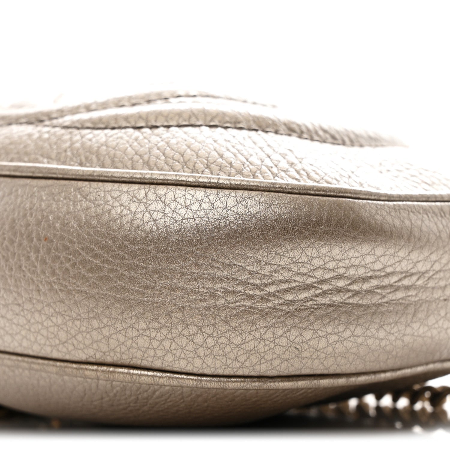 Gucci Metallic Pebbled Calfskin Mini Soho Chain Bag Golden Beige 10 of 10
