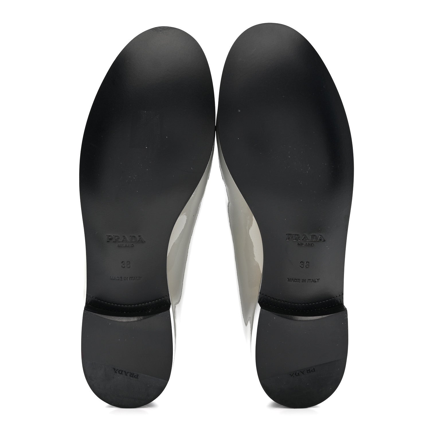Prada Vernice Metal Triangle Logo 25mm Loafers 38 Granito 6 of 9